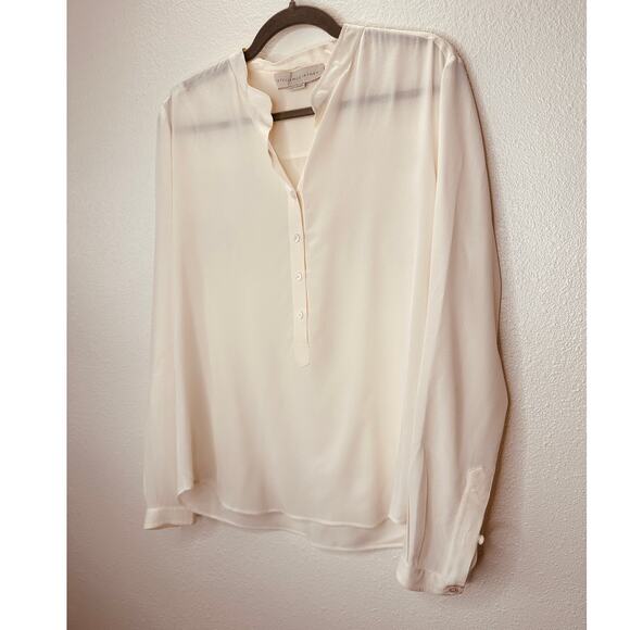 Stella McCartney Eva Cream Silk 3/4 Button Mandarin Collar Blouse 42 / M - Picture 4 of 16
